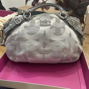 Coach Silver and Cream Satchel